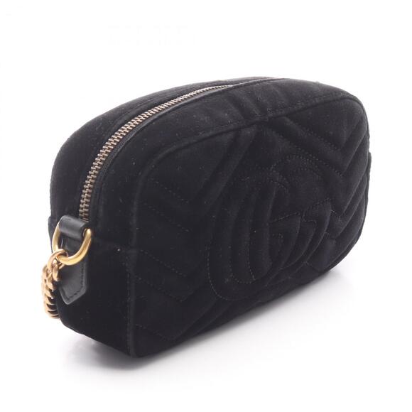GUCCI Black Leather GG Marmont Shoulder Bag - Picture 2 of 9